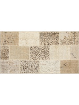 Mudo Home LİMA BEJ PATCHWORK KİLİM 80X150 CM