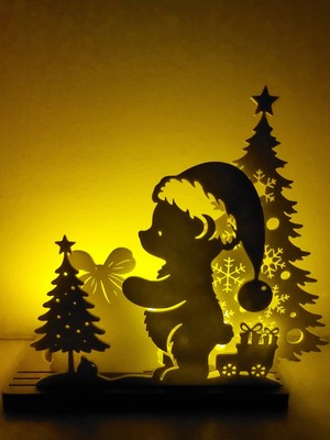 Lunera Accessories Noel Ayıcık Mumluk | 3D Baskı El Yapımı Yılbaşı Dekoru | Sevimli ve Dekoratif Mumluk