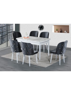 BafArt Modern Tasarımlı Midye Petek Masa Takımı 6 Sandalye Metal Yapı ile Dayanıklı
