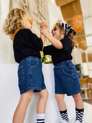 Poala Kids Lacivert Unisex Balloon Şort Kız Çocuk