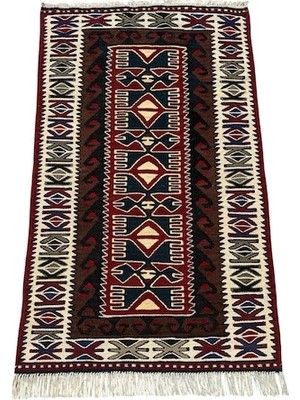 Burak Halı El Dokuma Sıfır Yahyalı Kilim 73X120 Kök Boya %100 Yün Küçük Kilim Renkli