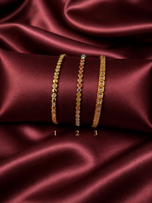 Up Atelier 14K Ayar Altın Rengi Zircon Taşlı Kararmaz Çelik Bileklik