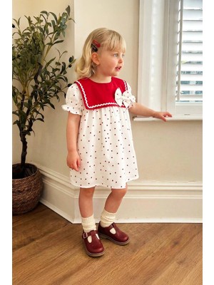 Poala Kids Puantiyeli Muslin Elbise Kız Çocuk