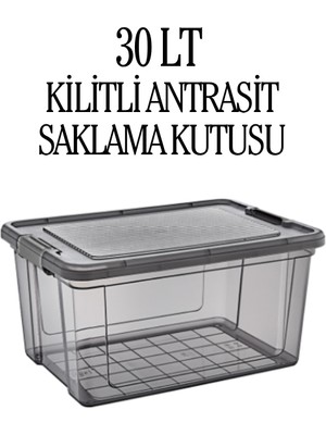 Loremp 30 Lt Saklama Kutusu Antrasit Kilitli Düzenleme Depolama