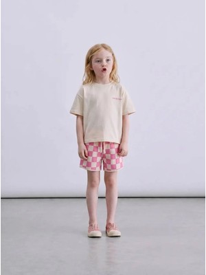 Poala Kids Sloganlı Damalı Takım Kız Çocuk Alt Üst Takım