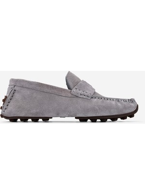 Valmenti Erkek Hakiki Deri Gri Loafer Ayakkabı 1202 500-118 Erk Ayk Y26 Grı Suet
