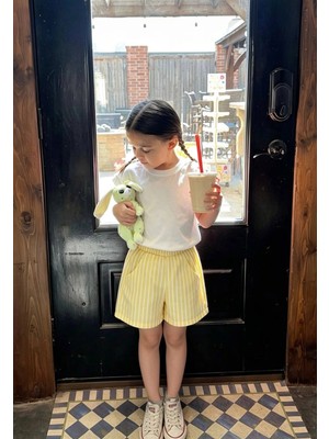 Poala Kids Sarı Dokuma Balloon Şort Kız Çocuk