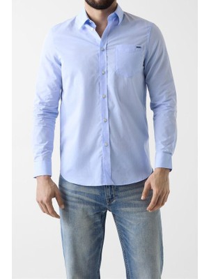 Guess Erkek Chambray Regular Fit Gömlek - Mavi