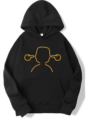 Brz Collection Unisex Oversize When Your Words Mean Nothing, I Go, ''la, La, La'' Hoodie Siyah