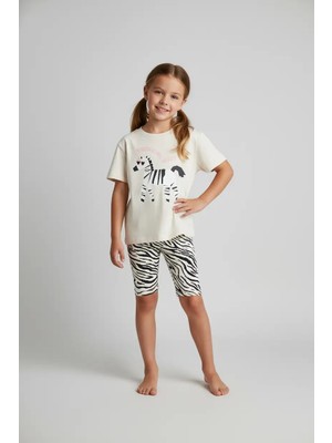 Poala Kids Zebra Tayt Takım Kız Çocuk Alt Üst Takım