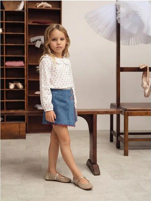 Poala Kids Cherry Denim Şort Etek Kız Çocuk