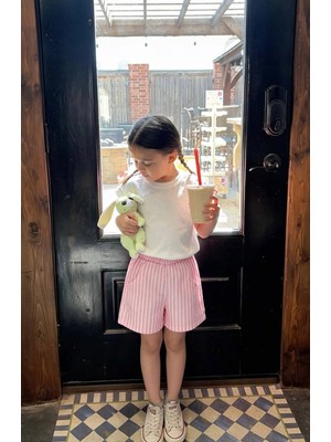 Poala Kids Pembe Dokuma Balloon Şort Kız Çocuk