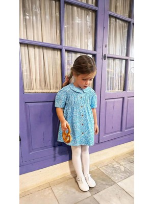 Poala Kids Mavi Çiçekli Elbise Kız Çocuk