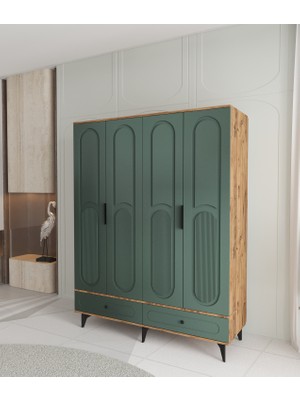 T&B Derin 4 Kapaklı Çekmeceli Gardırop - Tamamı Mdf
