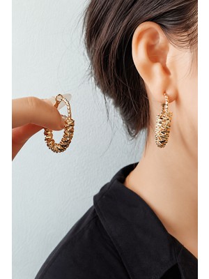 Trend Collection Gold Renk Vintage Halka Kadın Küpe Günlük Şık Takı