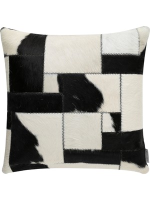 Mudo Home ANDREW DERİ KIRLENT SİYAH BEYAZ 45X45 CM
