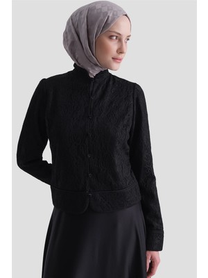 Armine Dantel Ceketli Takım Siyah
