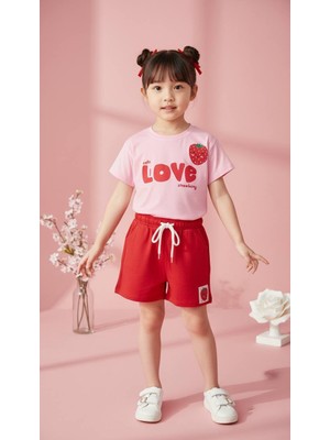 Poala Kids Love Çilek Set Kız Çocuk Alt Üst Takım