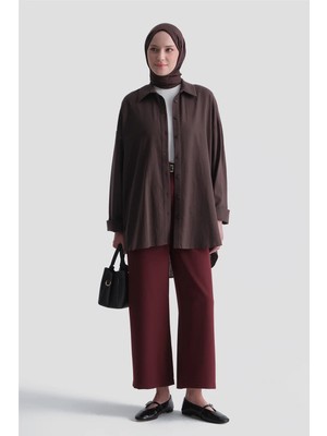 Armine Düğme Detaylı Gömlek 25KD1108 Kiremit