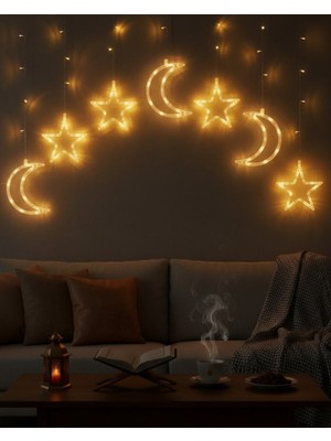 Techugo Büyük Ay Yıldız Ramazan LED Işık Dekoratif Işıklı Süs