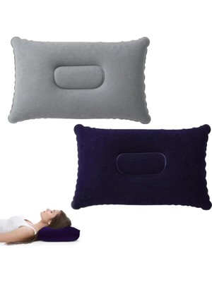 Ttt Şişme Kamp ve Yolculuk Yastığı - Ergonomik - Kadife Yüzey