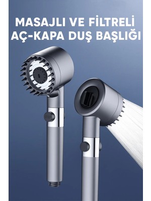 Kustar Masajlı 5 Fonksiyonlu Filtreli Duş Başlığı – Su Tasarrufu | Değiştirilebilir Filtre | Kireç Önleyici