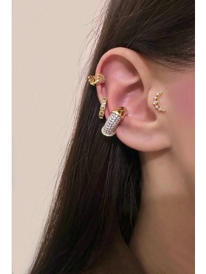 OkkoStore Taşlı Halka Kıkırdak Küpe Earcuff