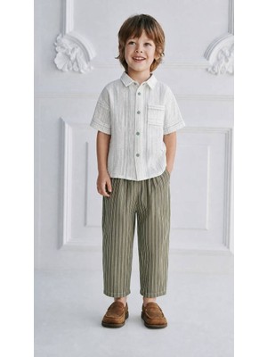 Poala Kids Yeşil Çizgili Ballon Jeans Erkek Çocuk