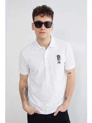 FullaModa Aslan Nakışlı Polo Yaka Tişört