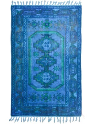 Kilim Co. Mavi Renk Vintage Geleneksel Kars Halısı 130X215 cm (2.8 M²)