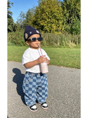 Poala Kids Damalı Balloon Jeans Erkek Çocuk