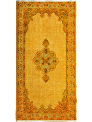 Kilim Co. Turuncu Renk Kabartmalı Vintage Isparta Halısı 90X200 cm (1.8 M²)