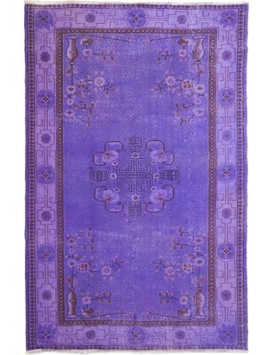 Kilim Co. Mor Renk Vintage Çiçek Desenli Isparta Halısı 160X260 cm (4.16 M²)