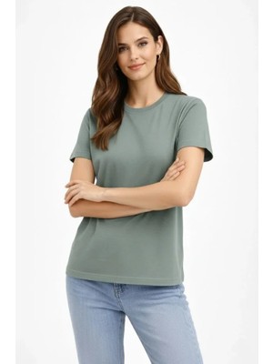 Korpe Elektro Korpeelektro Bisiklet Yaka Tişört Regular Kalıp Basic Pamuklu Günlük Kullanım T-Shirt - Mint Yeşili