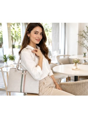 Guja C3030 Kadın Baskılı Omuz Çantası Bej
