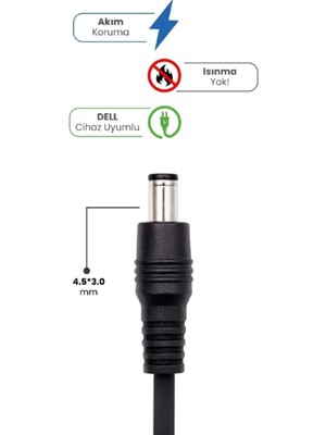 19.5V 4.62A 4.5 * 3.0mm 90W Dell Için Laptop Adaptör