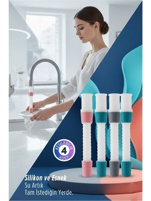 Nemere 4 Lü Silikon Esnek Musluk Uzatıcı – 14.5 cm Lavabo ve Mutfak Batarya Başlığı