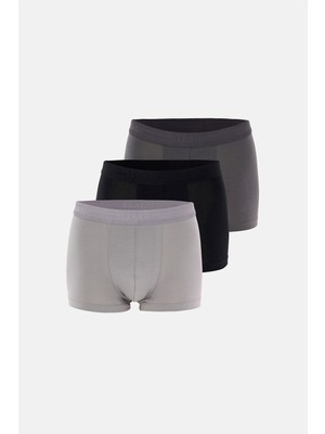 Dagi Antrasit-Gri 5210 3'lü Desenli Pamuk Boxer