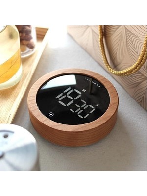 Ahşap Tasarımlı Dijital Timer ve Kronometre LED Ekranlı Geri Sayım Sayacı Zamanlayıcı Mutfak Timerı Ders Çalışma Pomodoro Spor ve Fitness Kronometresi Dokunmatik Kullanım Modern Dekoratif Tasarım