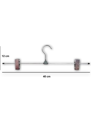 Ağırsoy 10 Adet Nikelajlı Mandallı, Tel Etek Pantolon Askısı 40 cm