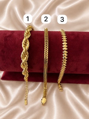 cm Jewelry 14K Ayar Renginde Gold Model Günlük Kullanıma Uygun Bileklik Çelik