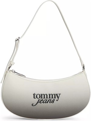 Tommy Hilfiger Kadın Logo Kabartmalı Fermuarlı Ayalanabilir Uzun Askılı Gri Omuz Çantası AW0AW18774-YBI