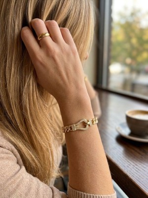 Zarene Silver Xuping Kemer Desenli 14K Gold Bileklik