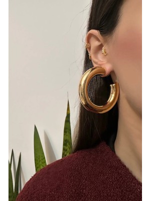 OkkoStore Büyük Kalın Halka 2'li Küpe