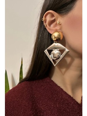 OkkoStore Çift Renk Geometrik Küpe
