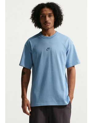 Nike Nsw Premium Loose Fit Mens Tee Bol Kesim Bisiklet Yaka Pamuklu Erkek Tişört Mavi