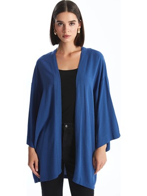 Lcw Vision Lacivert Şal Yaka Düz Oversize Keten Karışımlı Kadın Kimono