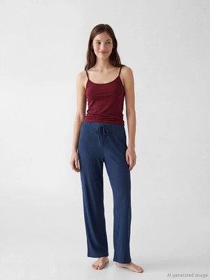 Lcw Dream Indigo Beli Lastikli Fitilli Kadın Pijama Altı