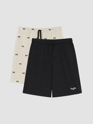 Lcw Dream Siyah Baskılı Kadın Şort Pijama Altı 2'li