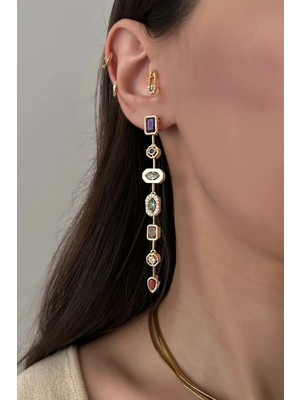 OkkoStore Çok Renkli Sallantılı 2'li Küpe
